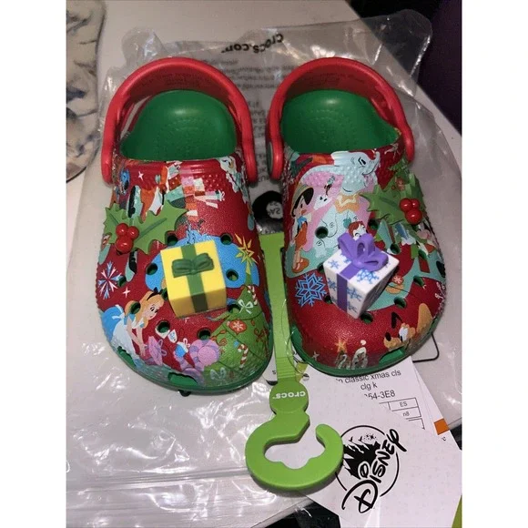 Disney Christmas Crocs Dtp‎ Classic Christmas Kids Size c8 New With Tags