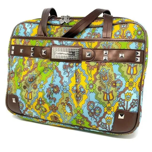 Kathy Van Zeeland Laptop Bag Groovy Retro Aesthetic Floral Flowers‎ Rare NWoT 🕺
