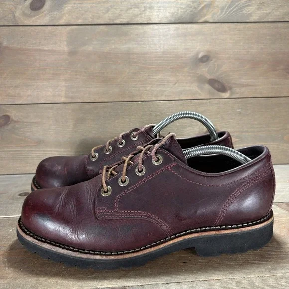 ll bean katahdin iron works mens size 8 shoes red leather work oxfords