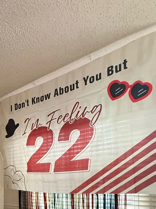 22nd Birthday Photo Backdrop Banner in Red and White