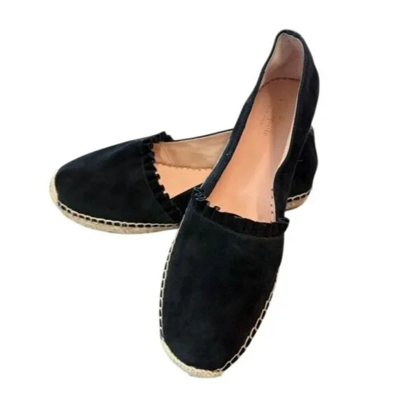 Kate Spade Black Suede Leather Espadrille Flats Womens Size‎ 10M