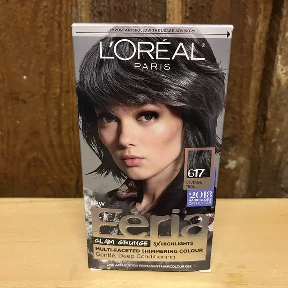 L’Oréal Féria Glam Grunge Shimmering Hair Color 617 Vintage Teal Light Brown