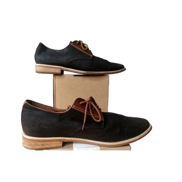 Giorgio Brutini Mens Shoes Sz 11 Oxfords Derby Linen Canvas Black Brown Heel Tap