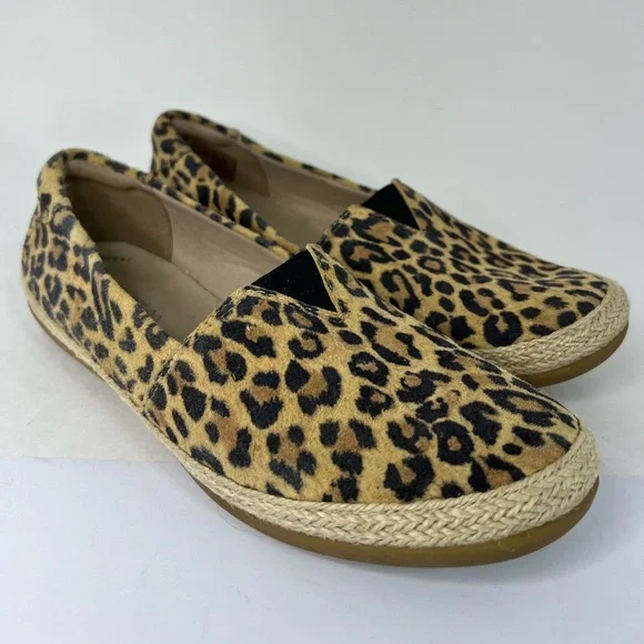 Clarks Collection Danelly Sky Leopard Cheetah Slip On Espadrilles Size 6.5