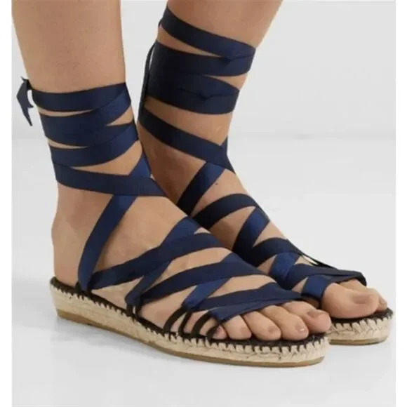 Espadrilles With Ribbons Navy