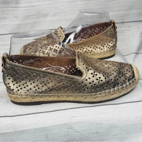 Patricia Nash Women Espadrille Flats‎ Elena Size US 8.5M Pale Gold Leather