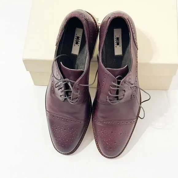 Joseph Abboud NWB Sz12 Burgundy/Cherry Leather Owings Cap Toe Lace Up Oxfords Dr