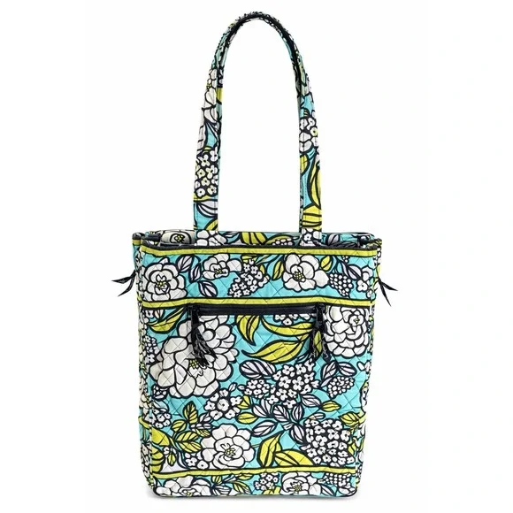 Vera Bradley Laptop Tote Bag Aqua Floral Quilted Travel Work Purse‎
