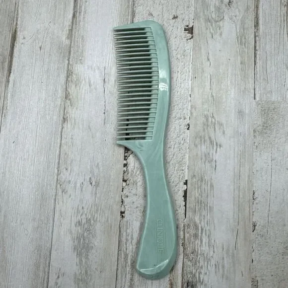 Vintage Clinique Hair Comb Wide-Tooth Green Plastic With Handle Detangling 9”