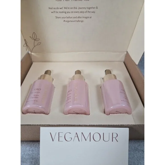 Vegamour GRO Thinning Hair Serum 90 Day Supply 3 Bottles NEW in Box Sealed