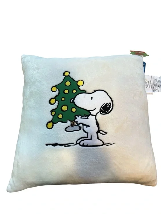 NWT Peanuts Snoopy Christmas Tree Plush Throw Pillow 19x19 Berkshire Home Decor