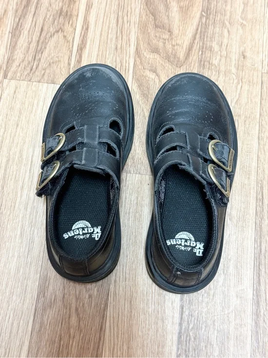 Dr. Martens 8065 Junior Black Leather T-Bar Mary Jane Shoes Size 12 US Kids