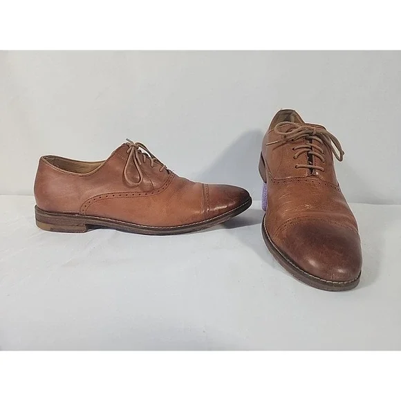 Cole Haan Cambridge‎ Leather Cap Toe Oxford Dress Shoes British Tan Mens 9.5