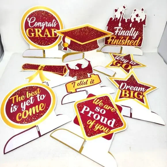 Graduation 9 Piece Decoration Set‎ Honey Comb Table Decoration Guys or Girls