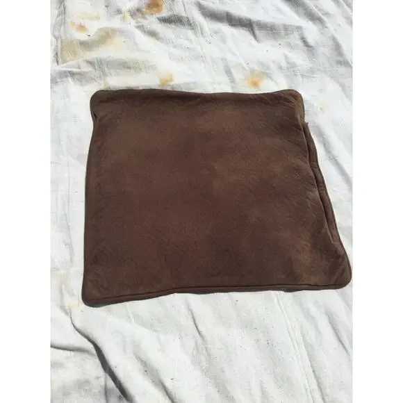 Square pillow cover dark brown 17” 17 in faux suede western farmhouse country