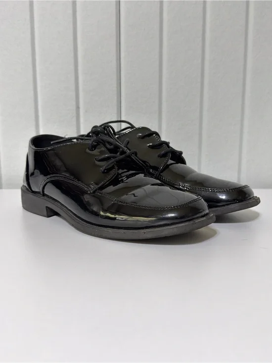 Josmo Black Patent Lace-Up Kids Dress Shoes