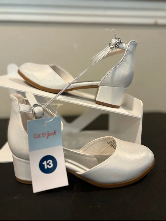 New Kids' Hazel Dress Heels - Cat & Jack White 13: Ankle Strap, Adjustable