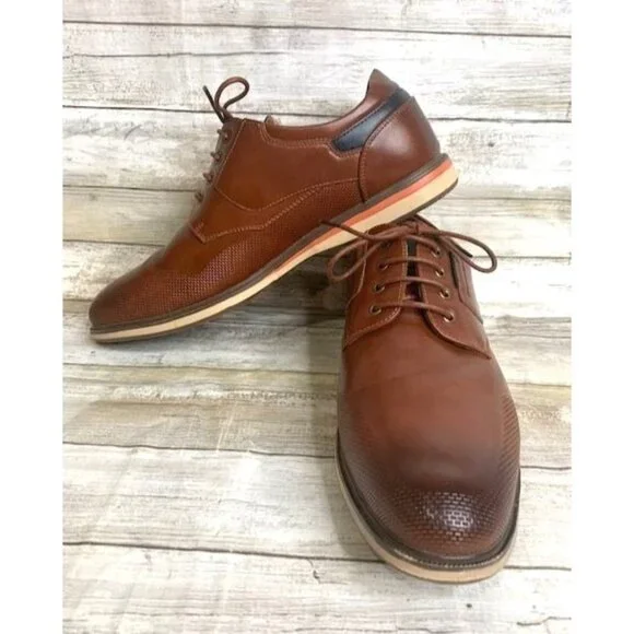 Men's Bruno Marc Brown‎ Leather Lace-Up Dress Shoes Size 10.5
