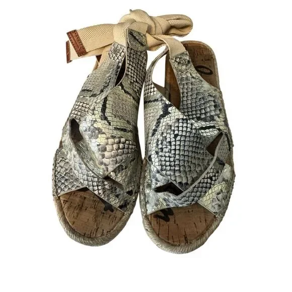 Sam Edelmans Snake pattern sandals Tie Up Leg Grey Alisha Tie Sling Back