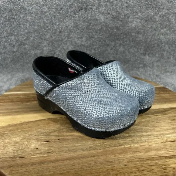 Sanita Glitter Girls Kids 25 8.5-9 Blue Slip On Clog Shoes Used
