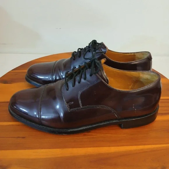 Cole Haan Shoes Mens 8.5 M Burgundy‎ Cap Toe Oxford Dress Shoes Leather C07605