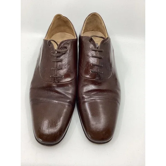 Bruno Magli Bolzano Mens Brown Leather Cap Toe Oxford Dress Shoes Italy 9.5 M