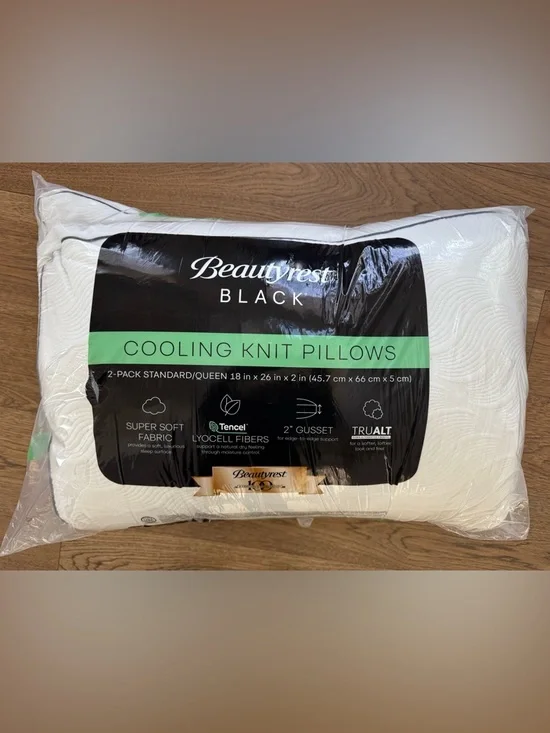 🎉LAST CHANCE🎉BEAUTYREST BLACK 2pk Luxurious CoolingKnit Down Alternative Pillows