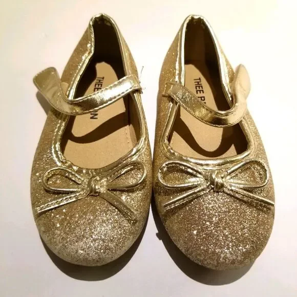 Thee Bro Toddler Girls Ballet Mary Jane Size 7 Gold Sparkle Formal