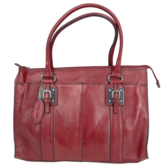 NWT Vintage Y2K Wilson's Red Leather Briefcase Laptop Messenger Bag Crossbody