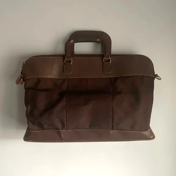 Genuine Vintage Coach Brown Leather Nylon Messenger Bag Briefcase Top Handle
