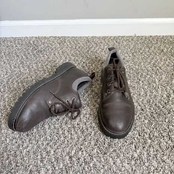 Skechers Chunky Platform Lug Sole Shoes Mens 9 Brown Leather Oxford Vintage Y2K