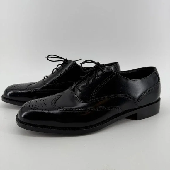 Bostonian Black Leather Wingtip Oxford Shoes Men's 10M Model 29089 Excellent