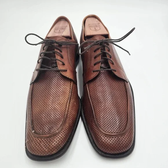 E.T. Wright Men's Brown Perforated Leather Oxford Dress Shoes Size 11B Made...‎