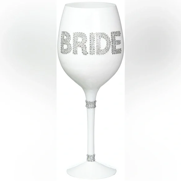 Elegant White Bride Wine Glass NEW