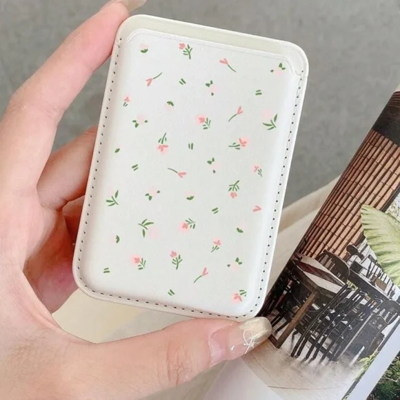 White Floral Portable magnet Bank Case