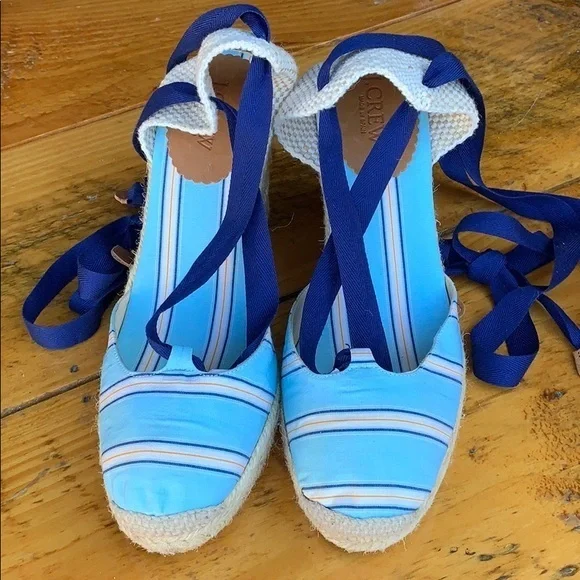 J. Crew Wedge Espadrilles Ankle Tie Size 7