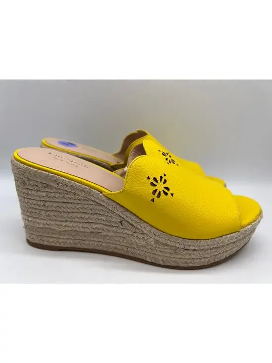 Kate Spade Tenley Espadrille Wedge Yellow Leather Size 8.5.