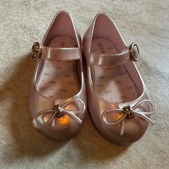 Mini Melissa rose gold ballet flats toddler size 7