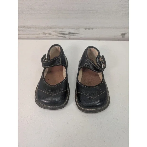 Vintage Black Leather Toddler Mary Jane Shoes Ankle Strap Kids Dress Shoes