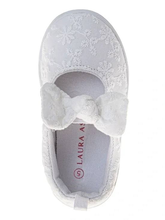 Laura Ashley MJ Style Kids Slip-On Bow Accent Sneakers Size 10
