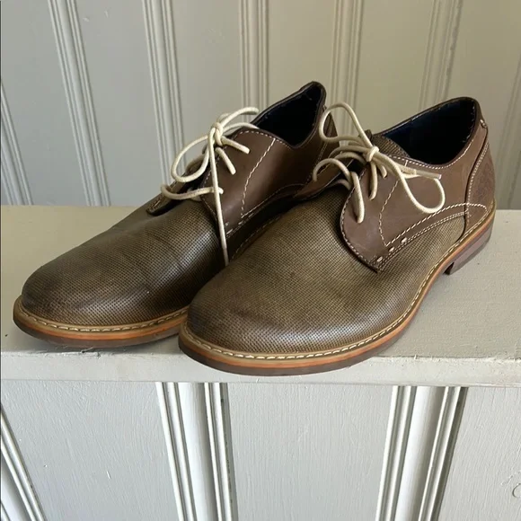 Freeman Haegan Mens Brown Textured Derby Shoes Memory‎ Foam 8.5M F117004