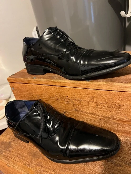 Men's Black Patent Derby Shoes - Classic Lace-Up Formal Oxfords