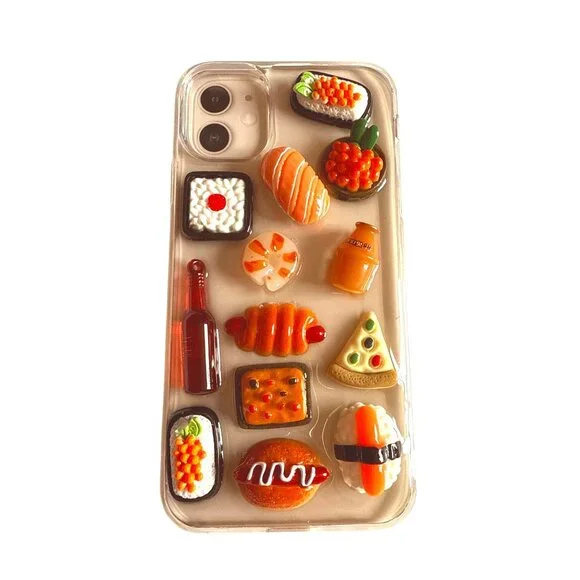 Cute Silicone Food treat Transparent Case For iPhone 11/XR With 3D Colorful Food
