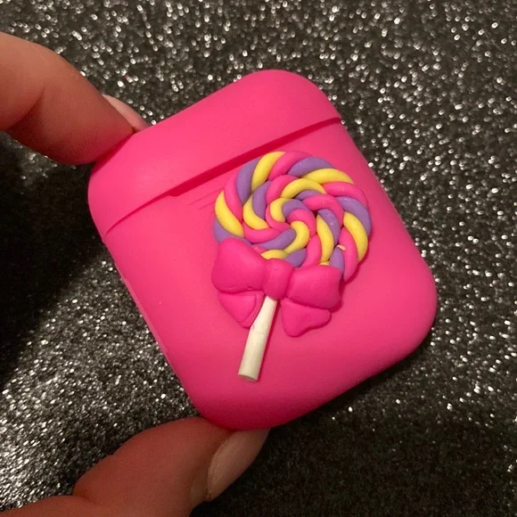 Hot pink AirPod case w charm