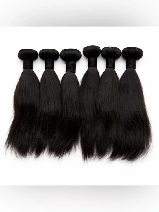 Human hair Blend 10 In & 12 In Bundle Lot Black Straight Hair