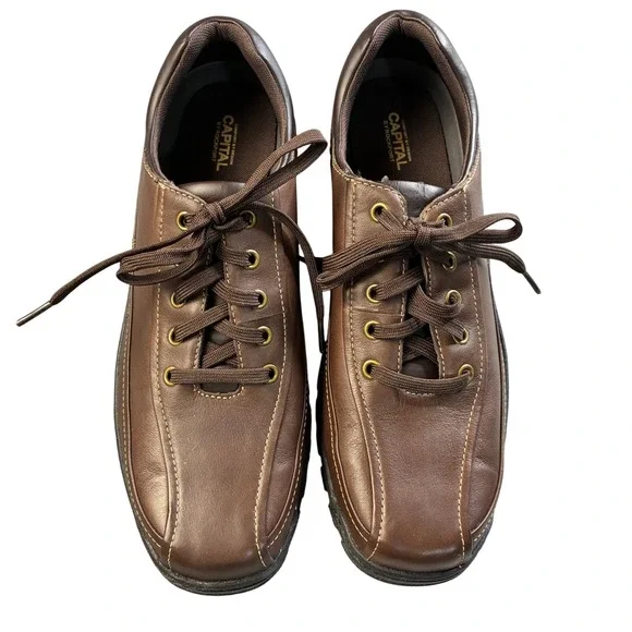 Capital by Rockport Men's Brown Leather Oxford Shoes Size 12M Lace Up READ