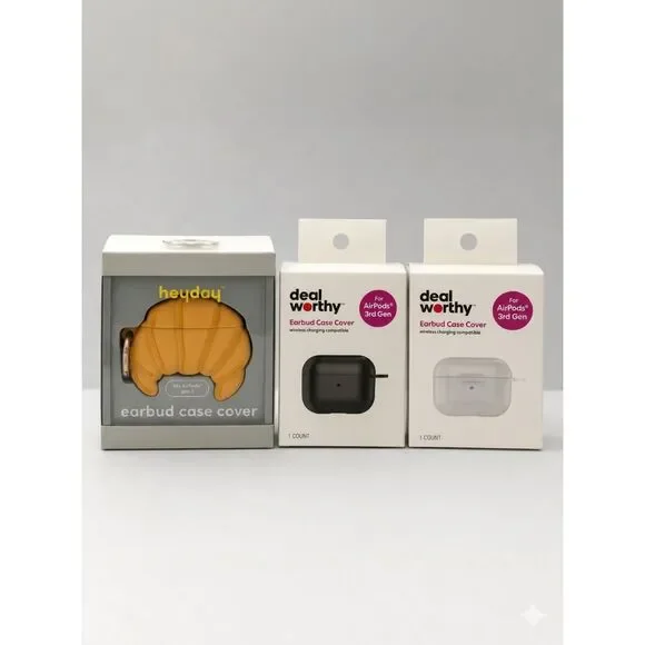 Earbud Case Covers (HeyDay & Deal Worthy) Wireless Charging Compatible - 12 sets