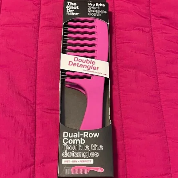 NEW CONAIR ~ THE KNOT DR . 2 - IN - 1 DETANGLE DUAL ROW WET / DRY DETANGLER COMB