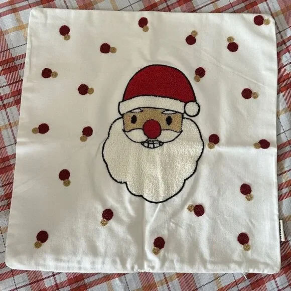NWT Santa Claus Embroidered Pillow Cover