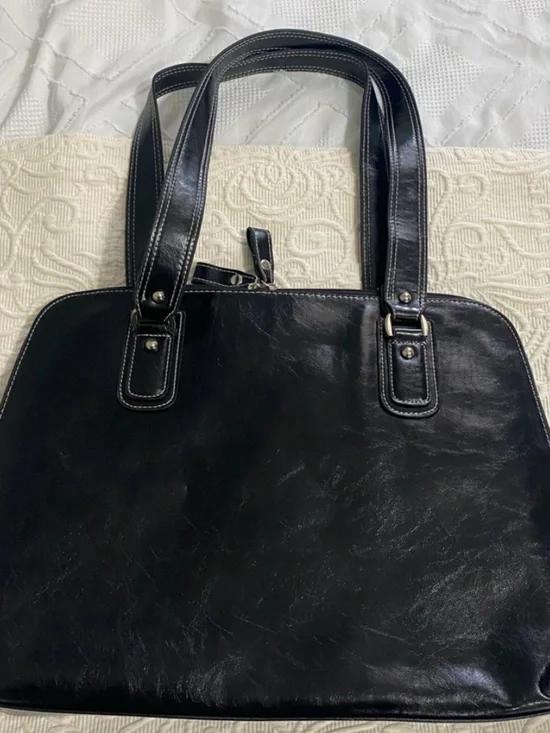 Samsonite Black Leather-Style Double-Handle Tote